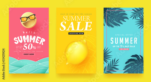 Summer sale background layout banners.voucher discount.Vector illustration template.