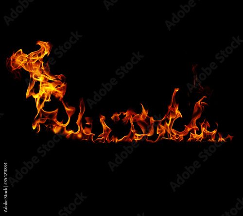 Fire isolated on a black background.