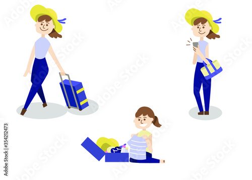 旅行に行く女性シリーズ