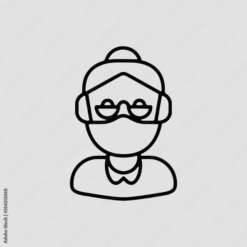 Vector Illustration of A Old lady Icon | Vector Line Icon | Covid Avatars Vector Icon | Single Vector Icon Vector Illustration of A Old lady Icon | Vector Line Icon | Covid Avatars Vector Icon | Single Vector Icon