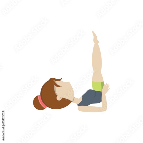 Girl practicing yoga in shoulder stand pose