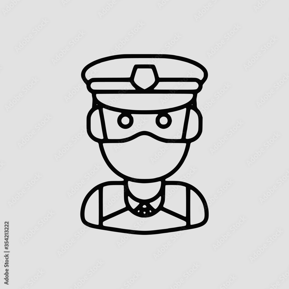 Vector Illustration of A Police Icon | Vector Line Icon | Covid Avatars Vector Icon | Single Vector Icon