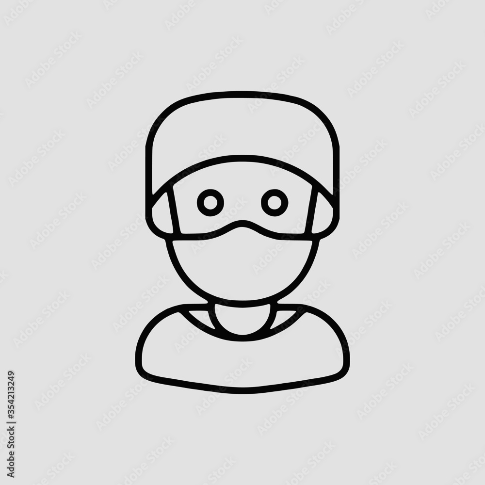 Vector Illustration of A Lady Icon | Vector Line Icon | Covid Avatars Vector Icon | Single Vector Icon