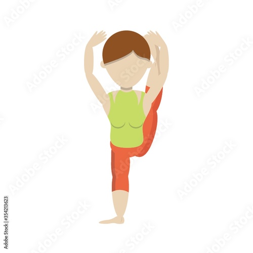 Girl practicing yoga in dancer pose