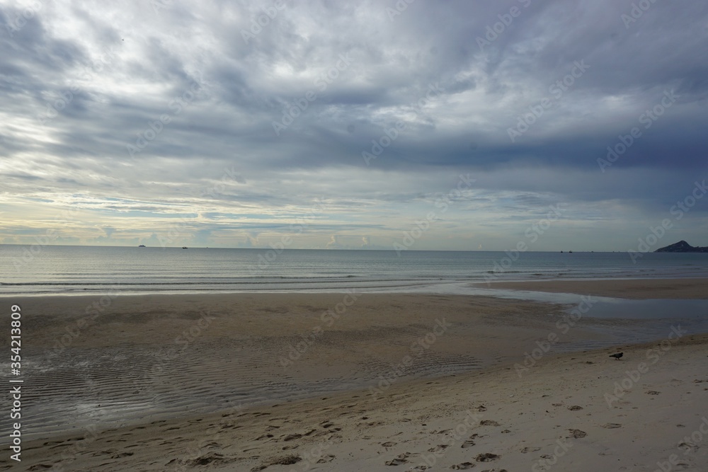 Gloomy sky at the beach in Huahin Thailand