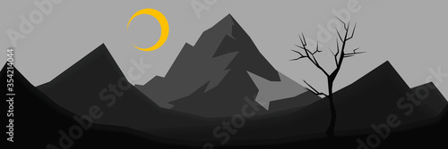 Landsacpe view mountain range.Minimalist black vector landscape panorama.