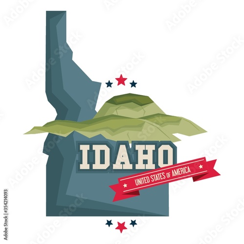 Idaho map with mountains