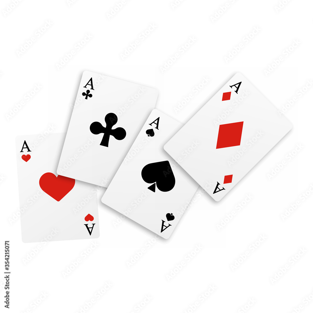 Set of four of a kind aces playing cards. Realistic vector Set of four of a kind aces playing cards. Realistic vector