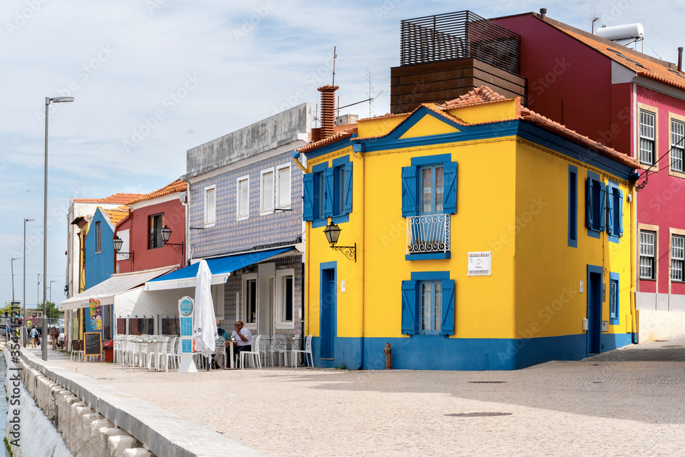 Colorful Buildings In Aveiro streets, Portugal, Europe