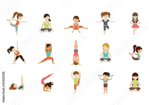 Collection of girls practicing yoga