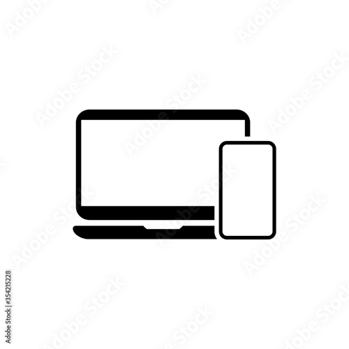 Laptop and smartphone, mobile icon on isolated background. New Electronic device. Eps 10 vector.
