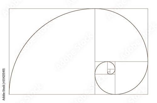 Golden Ratio spiral. Mathematical formula to guide designers for harmony composition.