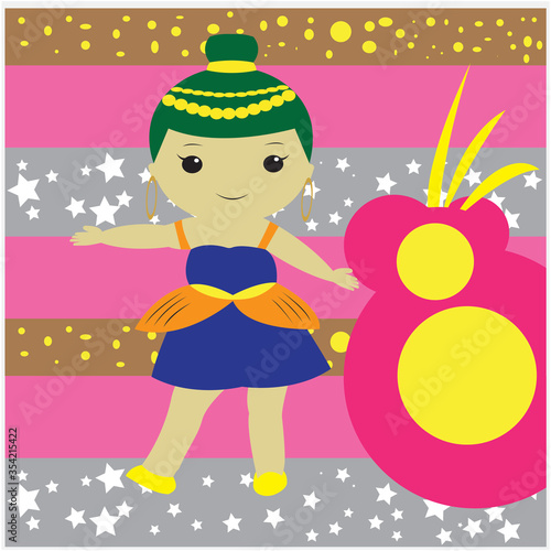 Unique cute doll colorful vector design icon