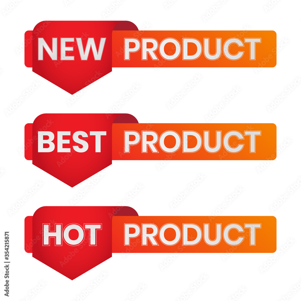 New product, Hot product and Best product ribbon banner label icon for websites New product, Hot product and Best product ribbon banner label icon for websites
