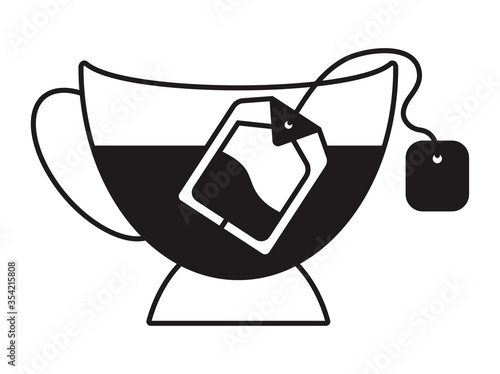 Dipping teabags / tea bag in a glass - Flat icon for apps and websites