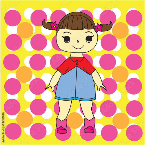 Unique cute doll colorful vector design icon