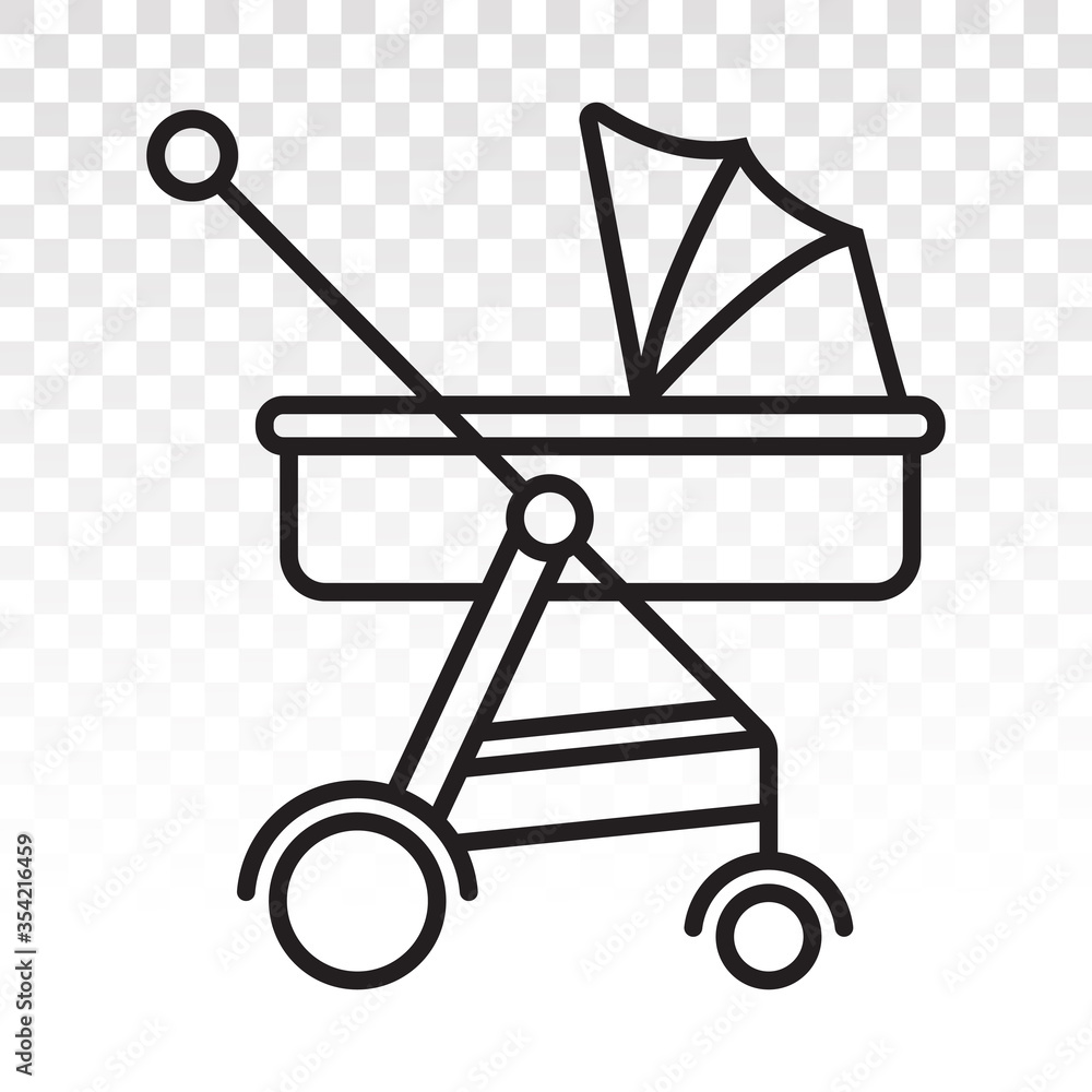 Baby carriage / pram line art icon for apps or website Baby carriage / pram line art icon for apps or website