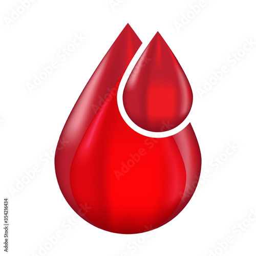 Red blood drop / droplet flat vector icon for medical apps and websites