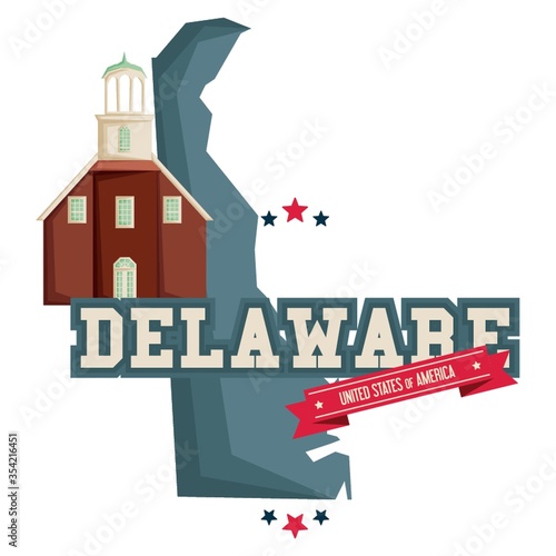 Delaware map with protestant church