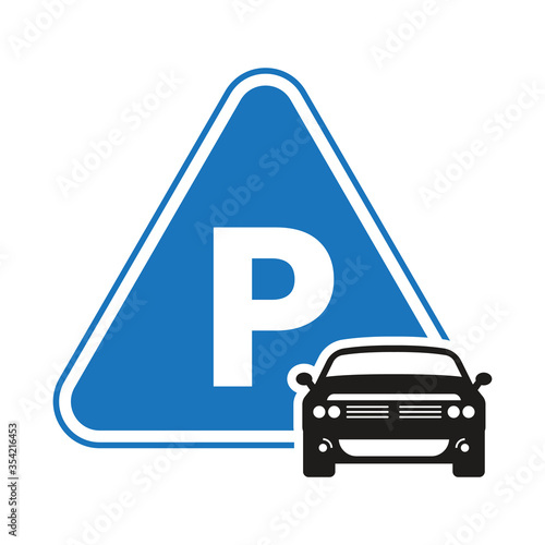 Car / automobile parking sign icon with triangle shape