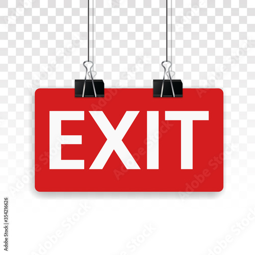 Red exit sign flat colors icon for app or website