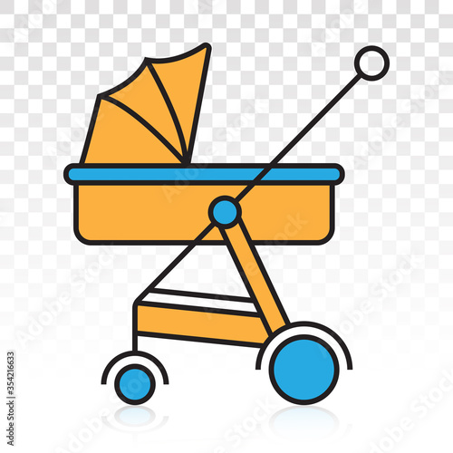 Baby carriage / pram flat colour icon for apps or website