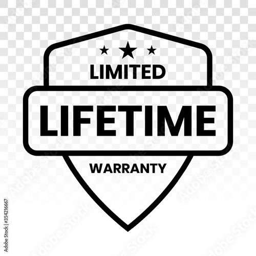 Limited lifetime warranty seal or stamp - Line art icon for apps or website