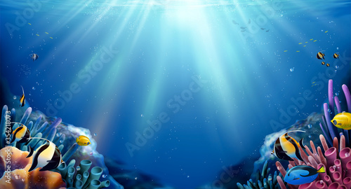 Coral reefs and fish background
