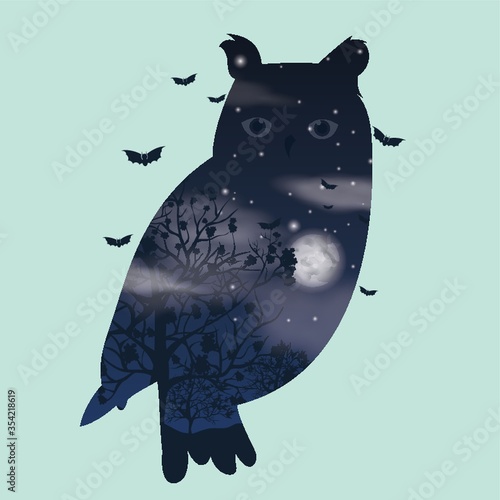 Double exposure owl