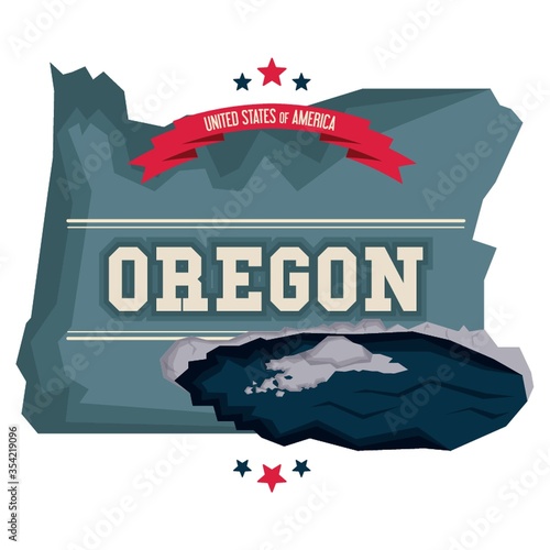 Oregon map with crater lake