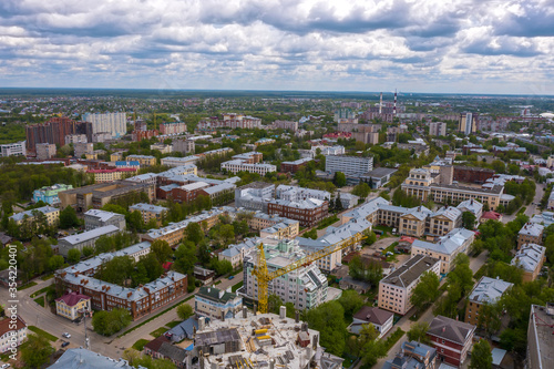 City of Ivanovo aerial view on a cloudy spring day. © Valery Smirnov