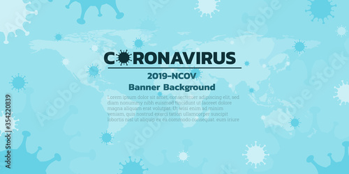 Abstract coronavirus in blue theme for covid-19 presentation background.
