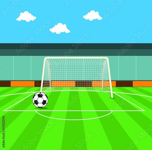 Illustration of a football field vector with goals and ball