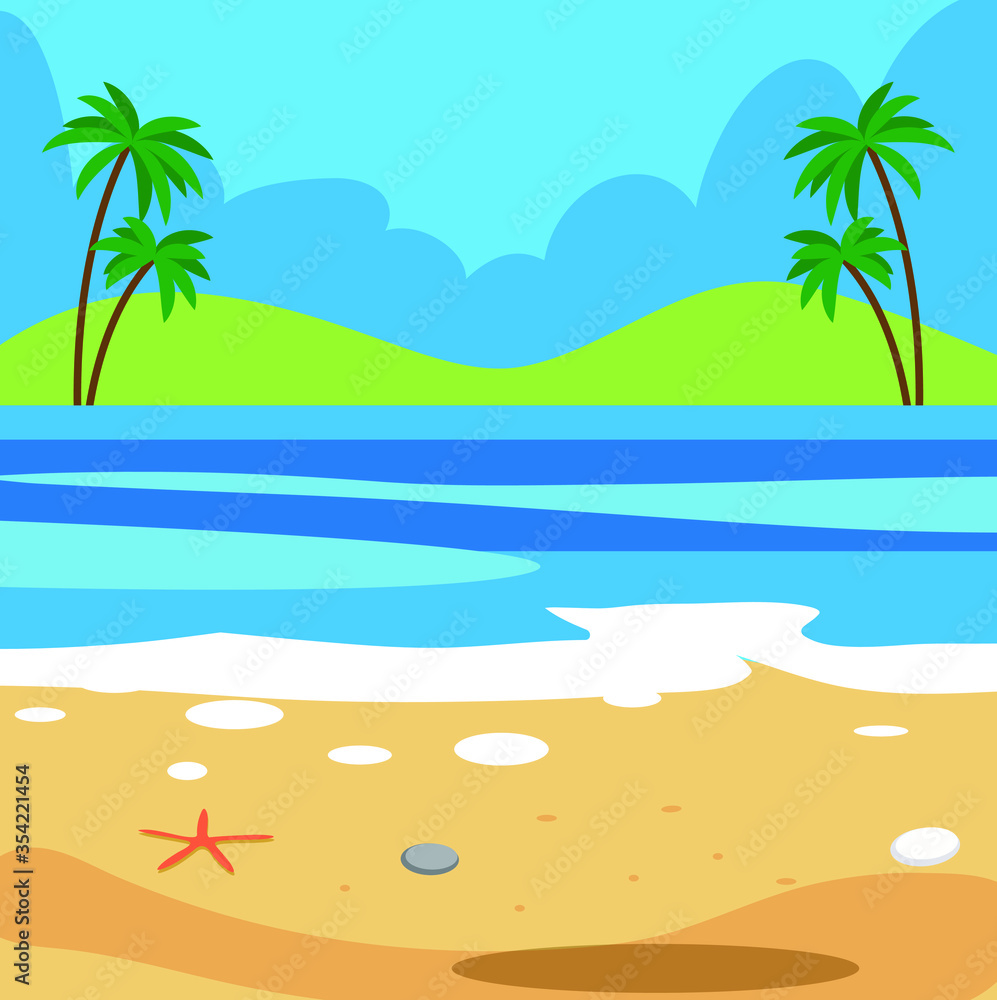 Sand and starfish vector illustration.