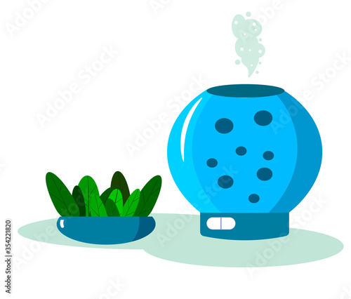 Climate cleaner air humidifier. Flat vector illustration.