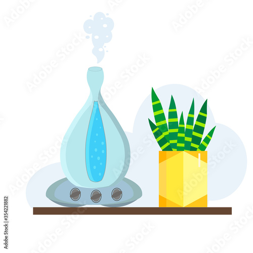 Air control humidifier. Climate control for home. Flat vector illustration.