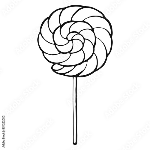 Candy lollipop. Hand drawn sweets doodle elements. Vector illustration on a white background.