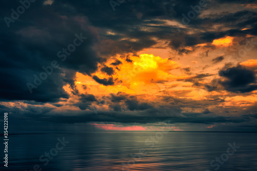 Stormy Clouds over the horizon of ocean © Like
