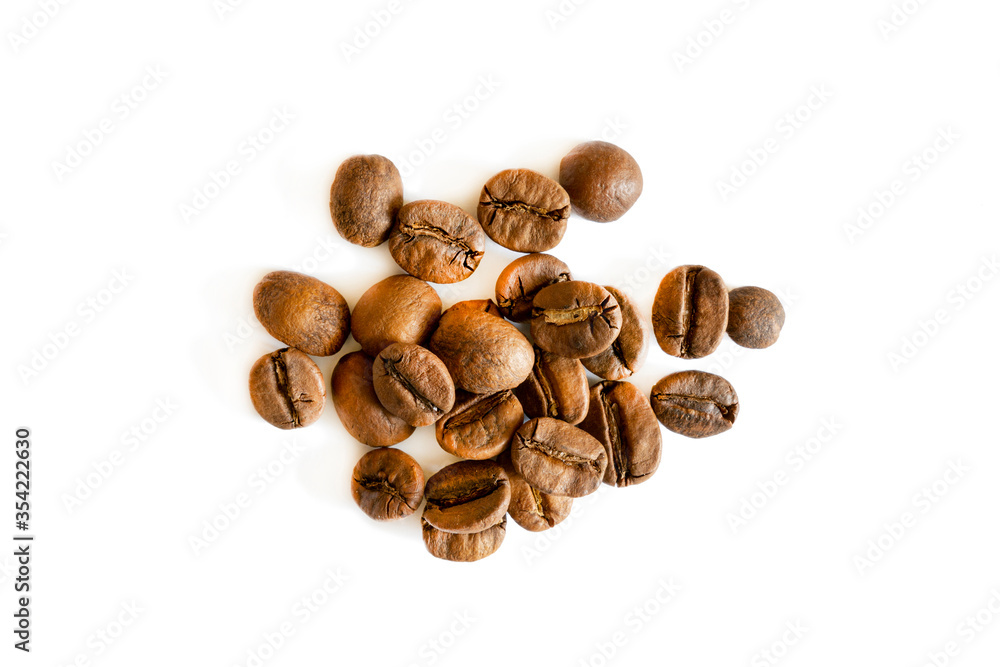 Roasted coffee beans isolated on white background Roasted coffee beans isolated on white background