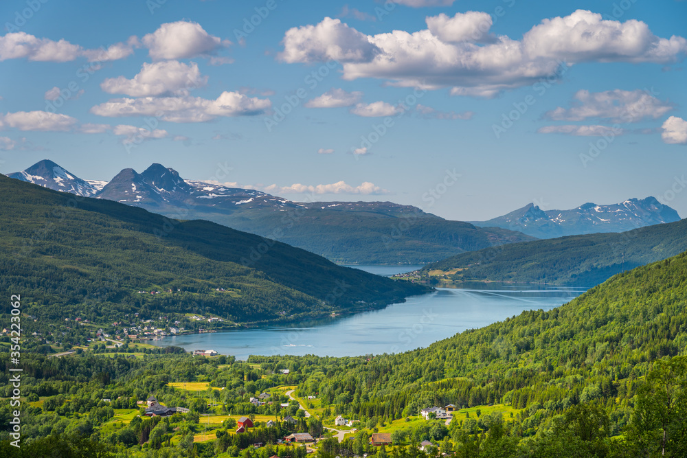 Mountains and fjord in Norway in summer season, Norway, Scandinavia