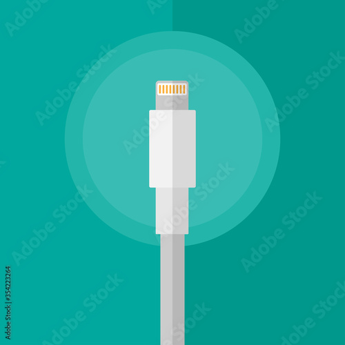 Smart phone lightning charger or connector cable flat vector design.