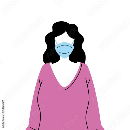 woman in protective medical face mask, woman wearing protection from coronavirus