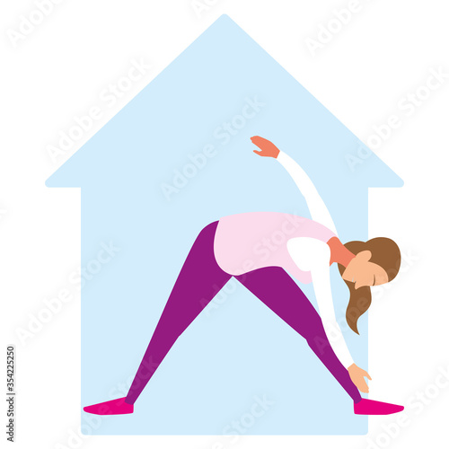 woman doing stretching exercises at home