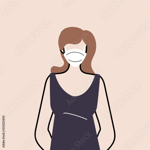 woman in protective medical face mask, woman wearing protection from coronavirus