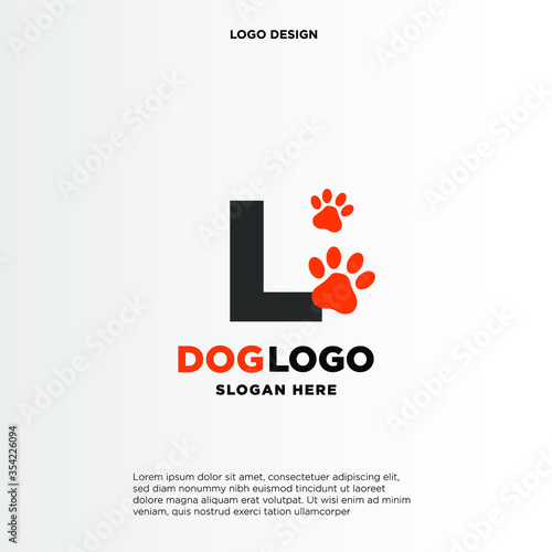 Simple, Clean and Funny logo design paws combine with letter L