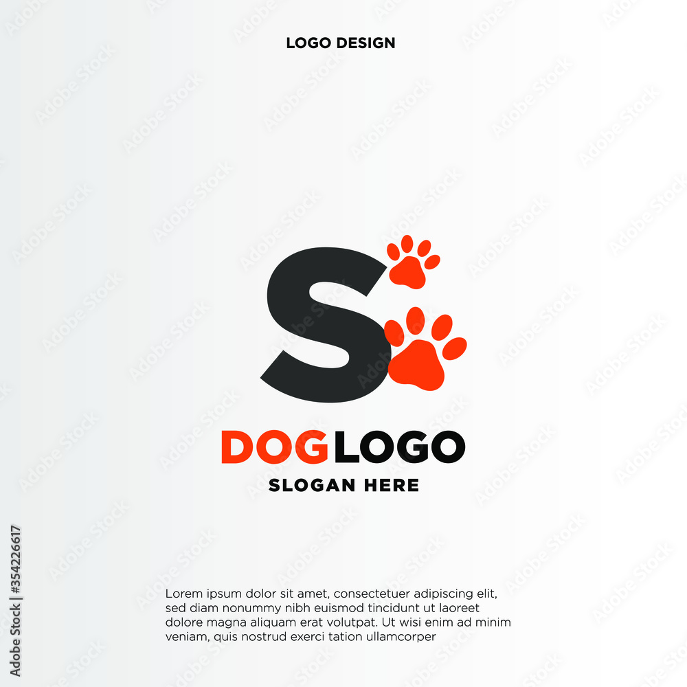 Fototapeta premium Simple, Clean and Funny logo design paws combine with letter S