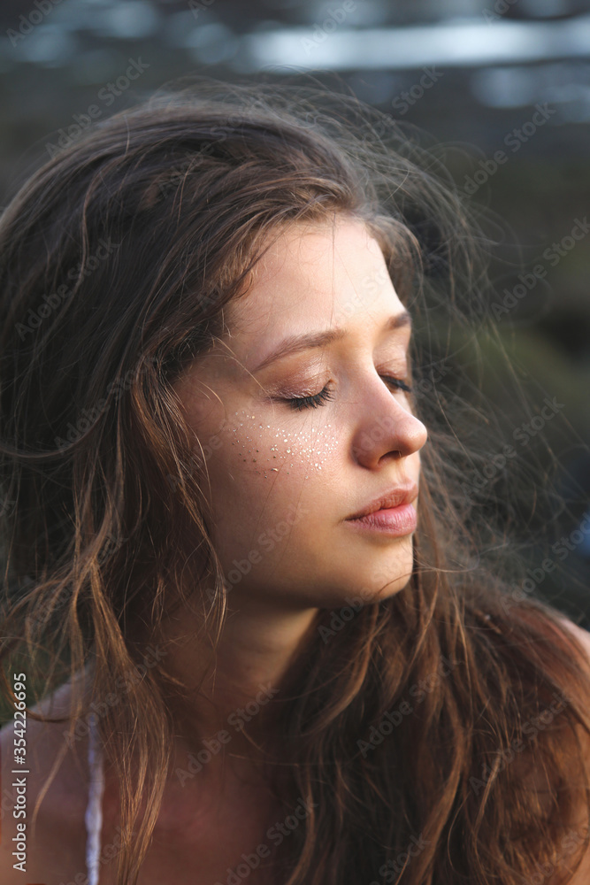 Beauty portrait of female face with natural skin Beauty portrait of female face with natural skin
