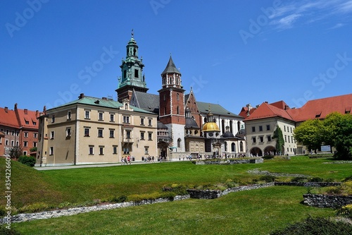 Wawel Cathedral with the dominant of Sigismund's Tower, the cathedral is dedicated to St. Stanislaus, bishop and martyr of the 11th century