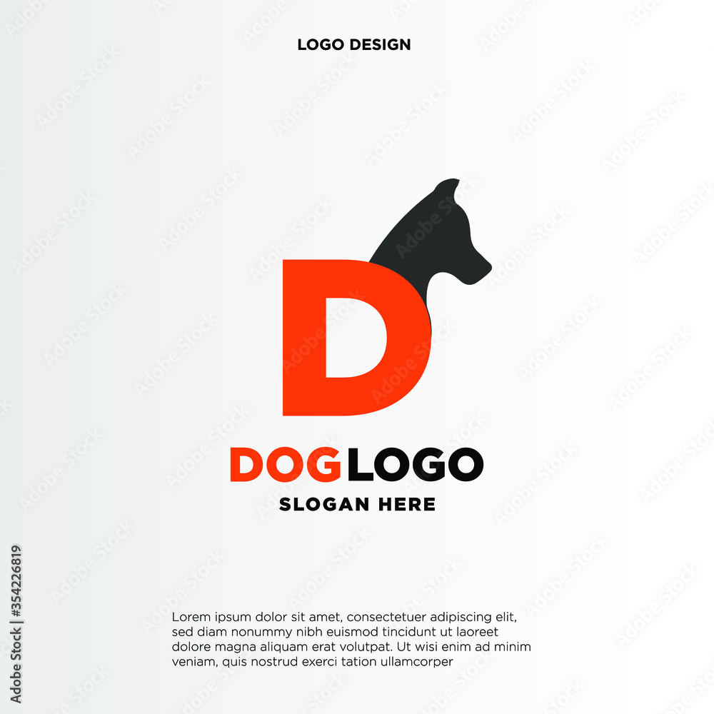Initial Letter D Dog Logo Design Template