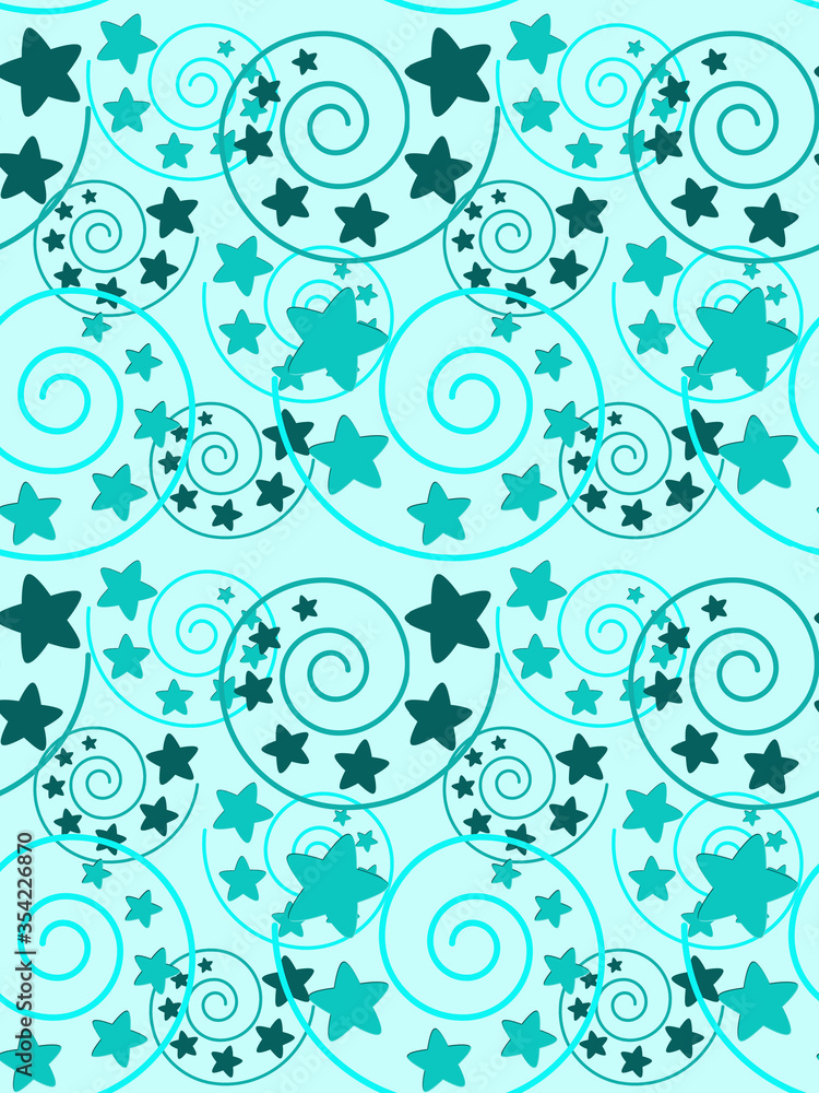 Creative composition with blue stars. Randomly scattered stars of different sizes. Abstraction. Pattern for printing on paper or fabric. Seamless pattern. Creative composition with blue stars. Randomly scattered stars of different sizes. Abstraction. Pattern for printing on paper or fabric. Seamless pattern.